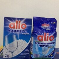 Hộp muối rửa bát Alio 2 Kg và túi bột rửa bát Alio 1,8