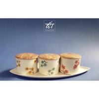 Hộp mứt Tết cao cấp bằng gốm sứ vẽ tay hoa đào D10 * H8 cm (1 hoặc 3 khay mứt tùy theo bạn chọn)