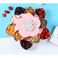 Hộp Mứt tết, Khay Đựng Mứt Tết Bánh Kẹo 2 Tầng 10 Cánh Xoay Có Kèm Khe Giá Đỡ Điện Thoạị YOOTA