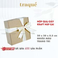 Hộp nắp gài - 6 mẫu Hộp quà tặng giấy Kraft thân thiện môi trường - kèm giấy lót và dây thừng trang trí - Set kèm thảo mộc khô