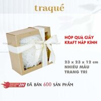 Hộp nắp kính - 6 mẫu Hộp quà tặng giấy Kraft thân thiện môi trường - kèm giấy lót và dây thừng trang trí - Set tiêu chuẩn - Hộp nắp kính