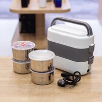 Hộp nấu hâm nóng thức ăn hộp,Cơm Cắm Điện Nội Địa Nhật, Hộp Cơm Cắm Điện Văn Phòng LUNCHBOX 2 Tầng 4 Ngăn Inox Cao Cấp