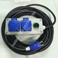 Hộp Nguồn Chống Nước IP54 16A - 2 Ổ Cắm Điện Công Nghiệp 16A 250V 4000W Có Đèn Báo Vôn - Kèm Dây Điện CADIVI