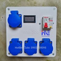 Hộp Nguồn Công Nghiệp 1 Pha - 4 Ổ Cắm 16A 250V 4000W - Kèm Aptomat & Màn Hình Vôn - HV0403