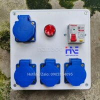 Hộp Nguồn Công Nghiệp 1 Pha - 4 Ổ Cắm 16A 250V 4000W - Kèm Aptomat & Đèn Báo Nguồn - HV0401