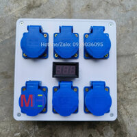 Hộp Nguồn Công Nghiệp 1 Pha 6 Ổ Cắm 16A 250V 4000W - Kèm Màn Hình Hiển Thị Vôn - HV0603