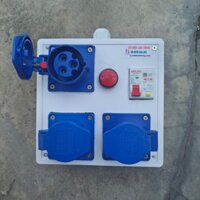 Hộp nguồn công nghiệp 16A có đèn báo pha đi kèm | Hộp Loại 2 | Ổ Cắm 3 Chấu 16A 250V - Kèm Aptomat - HV3C16A.01L2