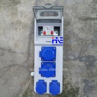 Hộp Nguồn Thi Công Điện 1 Pha - Ổ Cắm 3 Chấu 16A 32A Và Ổ 2 Chấu Schuko 16A - Kèm CB Tổng 32A Và CB Đơn 32A - HT0202B