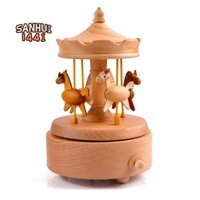 Hộp Nhạc Bằng Gỗ Merry-Go-Round Ngựa Hộp Nhạc Biến Hình Ngựa Gỗ Thủ Công Quà Tặng Sinh Nhật Trang Trí Nhà