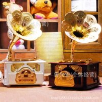 Hộp Nhạc Cổ Điển Hình Máy Phát Nhạc - Hộp Nhạc Loa Kèn Để Bàn Trang Trí Retro Gramophone