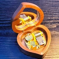 Hộp Nhạc Cổ Điển Trái Tim Mặt Gương | Máy Nhạc Dây Cót | Hộp Gỗ HNDCGO018 | Vật Kỷ Niệm