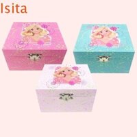 Hộp nhạc công chúa ISITAFTB, Chống bụi có gương Hộp trang sức bé gái, Hộp lưu trữ hoạt hình xoay tự động dễ thương sáng bóng Bàn sắp xếp