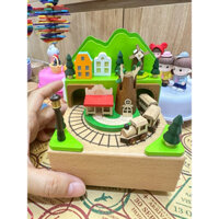 Hộp nhạc gỗ vặn dây cót (size 11cm/8cm)quà tặng giáng sinh