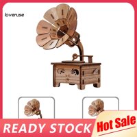 Hộp nhạc hình loa kèn Gramophone bằng gỗ phong cách cổ điển độc đáo DIY