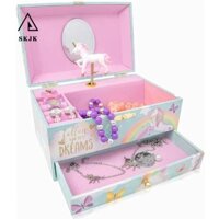 Hộp nhạc nữ múa ba lê SKJK, Dễ sử dụng Hộp nhạc kỳ lân dung tích lớn, Hộp lưu trữ trang sức tinh tế hoạt hình đáng tin cậy Ngày trẻ em