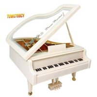 Hộp Nhạc Piano, Hộp Nhạc Cơ Đồng Hồ Màu Trắng, Hộp Nhạc Cổ Điển Cho Bé Gái Quà Tặng Sinh Nhật Hoặc Trang Trí Máy Tính Để Bàn