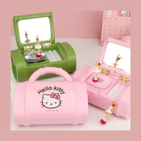 Hộp nhạc túi xách Hello Kitty hồng đáng yêu không đèn, Hộp nhạc Kitty hồng đựng trang sức cho bé gái, Kitty Musical Box