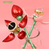 Hộp nhẫn cầu hôn hoa AEROGEM, Hộp trang sức nở tự động thanh lịch màu hồng, Hộp nhẫn hoa hồng chống bụi màu đỏ đa chức năng Đám cưới