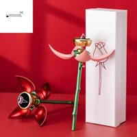 Hộp nhẫn cầu hôn hoa STATIONERYSTUDIO, Hộp trang sức nở tự động màu hồng chống bụi, Hộp nhẫn hoa hồng chống nước thanh lịch màu đỏ đa chức năng Đám cưới