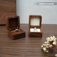 Hộp nhẫn đôi quả óc chó bằng gỗ nguyên khối Hộp nhẫn đính hôn Hộp nhẫn cưới