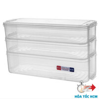 Hộp nhựa bảo quản rau củ tủ lạnh 3 tầng Thiết kế nắp gài viền silicone thông minh khóa kín