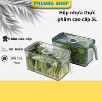 Hộp nhựa cao cấp,hộp đựng thực phẩm cao cấp 5 lít tay cầm, khay lót dưới đáy, vòng ghi chú thời gian bảo quản tiện lợi,