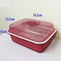 Hộp nhựa có nắp và rổ nhựa, dùng đựng thực phẩm hay úp chén ly có nắp 34,5x25,5cm cao 15cm. MT3124