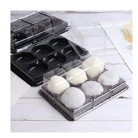 Hộp Nhựa Đế Đen 6 Ô Fg332, FG334 Đựng Bánh Trung Thu, Bánh Mochi ( set 50c)