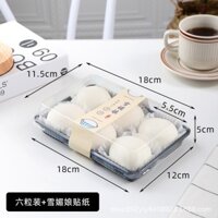 Hộp Nhựa Đế Đen HT530  Gồm 6 Ô Đựng Bánh Trôi, Bánh Mochi Set 50c