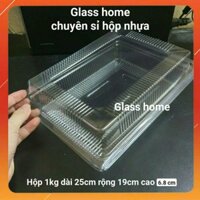 Hộp nhựa dùng 1 lần 1kg đựng bánh crossaint đựng thức ăn thực phẩm loại to dùng ghim bấm