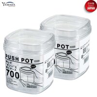 Hộp nhựa đựng &amp; bảo quản thực phẩm Push Pot 700ml làm từ nhựa PP cao cấp -nội địa Nhật Bản - Trắng trong - 2 Hộp