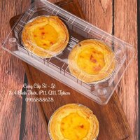 Hộp Nhựa Đựng Bánh Tart Trứng, Bánh Bao, Hộp Nhựa 2 ô (100 cái)