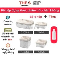 Hộp nhựa đựng bảo quản thực phẩm tủ lạnh THEA [Cao cấp] có máy bơm hút chân không, có nắp khóa, vòng ghi chú thời gian