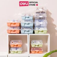 Hộp Nhựa Đựng Giày Trong Suốt Có Nắp Đậy Nhiều Màu Thông Minh Tiện Lợi Deli - Hộp Đựng Giày Nhựa PP Dẻo Chịu Lực Nhiều Size Có Thể Xếp Chồng - 31.5x21x11cm - Xanh lá