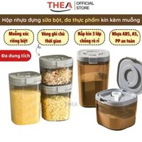 Hộp nhựa đựng sữa bột cho bé, đựng thực phẩm, đồ ăn, hộp trữ sữa, đồ khô, đựng hạt ngũ cốc, yến mạch kèm muỗng - THEA