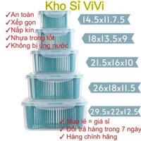 Hộp nhựa đựng thức ăn bảo quản tủ lạnh Loại 1 Xịn Set 5 hộp kèm rổ đựng (Giá Sỉ), hộp đựng thực phẩm KhoSiViVi
