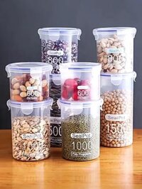 Hộp Nhựa Đựng Thực Phẩm Các Loại Hạt, Gia Vị Ngũ Cốc Có Nắp Đậy Để Tủ Lạnh, Hộp Đựng Đồ Khô Dung Tích 600ml, 800ml, 1000