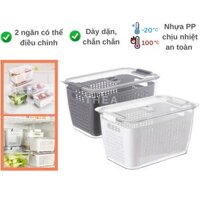 Hộp nhựa đựng thực phẩm, hộp bảo quản thực phẩm rau củ quả tủ lạnh 2 ngăn 1.7-4.5L - THEA kitchen