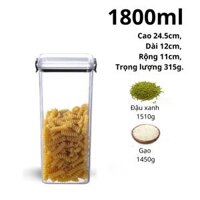 Hộp Nhựa Đựng Thực Phẩm Trong Tủ Lạnh GAGI Mã GH02 Có Nắp Kín Khí, Chịu Lực Tốt Đa Dạng Thể Tích Phù Hợp Cho Nhiều Loại Thực Phẩm - Hàng Chính Hãng - 1800ml
