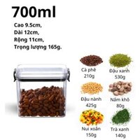 Hộp Nhựa Đựng Thực Phẩm Trong Tủ Lạnh GAGI Mã GH02 Có Nắp Kín Khí, Chịu Lực Tốt Đa Dạng Thể Tích Phù Hợp Cho Nhiều Loại Thực Phẩm - Hàng Chính Hãng - 700ml