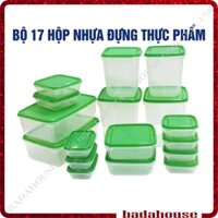 Hộp nhựa đựng thực phẩm tủ lạnh, hộp đựng thực phẩm tủ lạnh 1 bộ 17 món