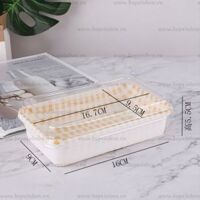 Hộp nhựa hình chữ nhật đựng bánh kẹo caro vàng