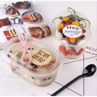 Hộp Nhựa hình Oval thể tích 500ml đựng bánh Mousse/bánh kem/bánh lạnh cứng cáp,dễ sử dụng(set 50 hộp)-Bamishop