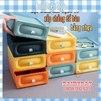 Hộp nhựa ngăn kéo đựng đồ đa năng để bàn xếp chồng mini nhỏ gọn dùng trang điểm văn phòng làm việc