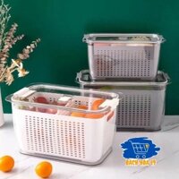 Hộp Nhựa TO Đựng Thực Phẩm Tủ Lạnh 2 Lớp Có Lỗ Thoát Nước Khóa Thoát Khí Dễ Dàng Bảo Quản Rau Củ VHMART57