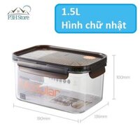 Hộp nhựa tritan Lock&amp;Lock Bisfree Modular an toàn bảo quản thực phẩm kín hơi dễ dàng xếp chồng - Chữ nhật 1.5L,Nắp nâu