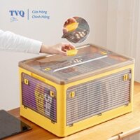 Hộp Nhựa Trong Suốt Có Nắp Và Bánh Xe TVQ Store Có Thể Xếp Gọn Đựng Đồ Chơi Quần Áo Tiện Lợi