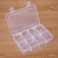 Hộp nhựa trong suốt hình chữ nhật có thể tháo rời 8 ngăn, hộp lưu trữ linh kiện công cụ, hộp trưng bày mẫu cơ khí và điện