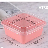 Hộp Nhựa Vuông Caro Kèm Nắp Set 50 Pet Trong Suốt Cao Cấp Đựng Bánh Bông Lan Tiramisu