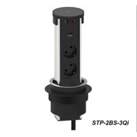 Hộp ổ điện âm bàn làm việc, bàn phòng ngủ, bàn bếp cao cấp sinoamigo STP-2BS-3QI